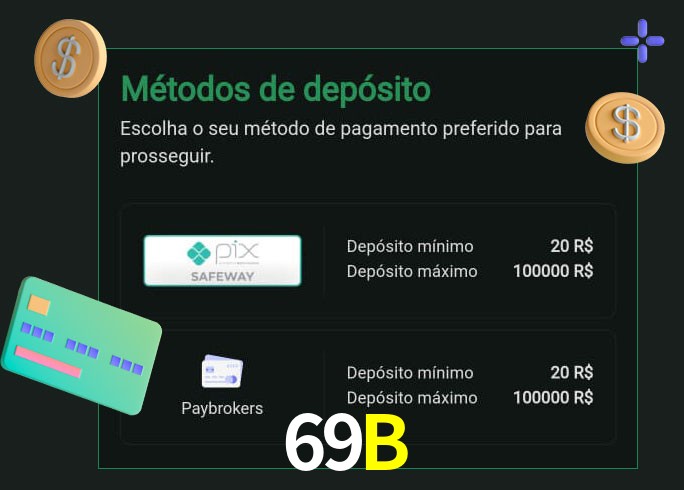 O cassino 69B oferece uma grande variedade de métodos de pagamento
